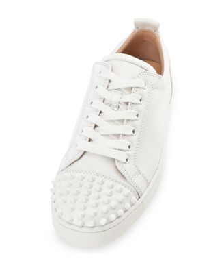 Christian Louboutin Louis Junior Spikes Low-Top Sneakers — White(Clearance)