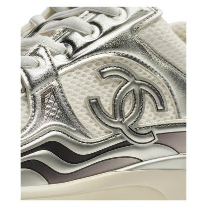 Chanel Silver & White Runner Sneakers — Clearance(Clearance)