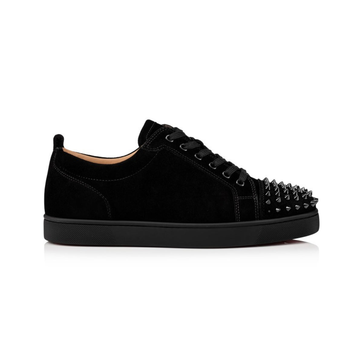 Christian Louboutin Louis Junior Spikes Low-Top Sneaker — Black Suede(Clearance)