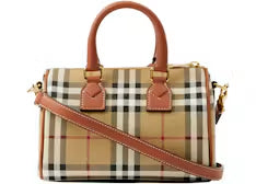 Burberry Mini Boston Bag Beige Classic Check(Clearance)